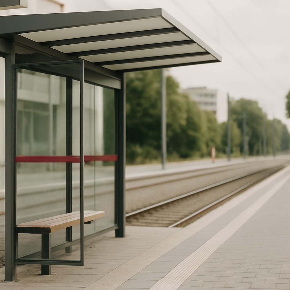 Arrêt de tram à Blagnac photographié sans voyageur identifiable